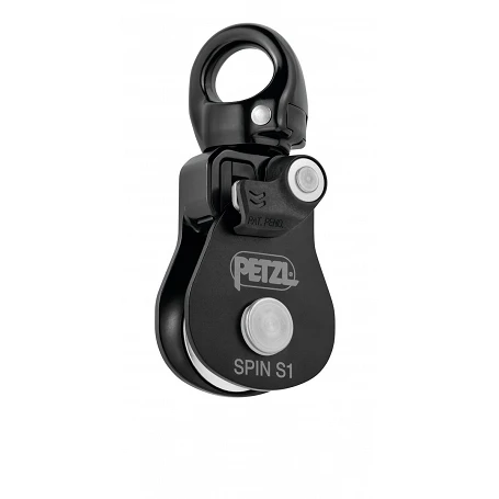 Poulie simple compacte avec émerillon noir Spin S1 - PETZL